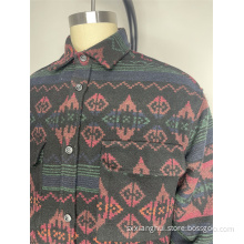 Retro Printed Flannel Long Sleeved Shirt